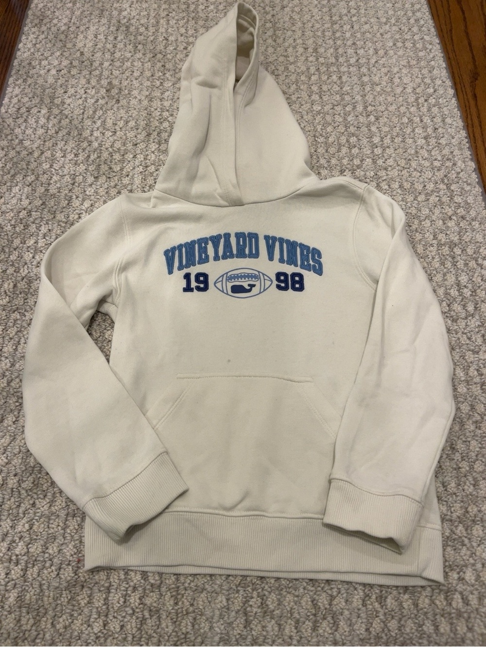 Vineyard Vines Kids Cream Football Hoodie 1998